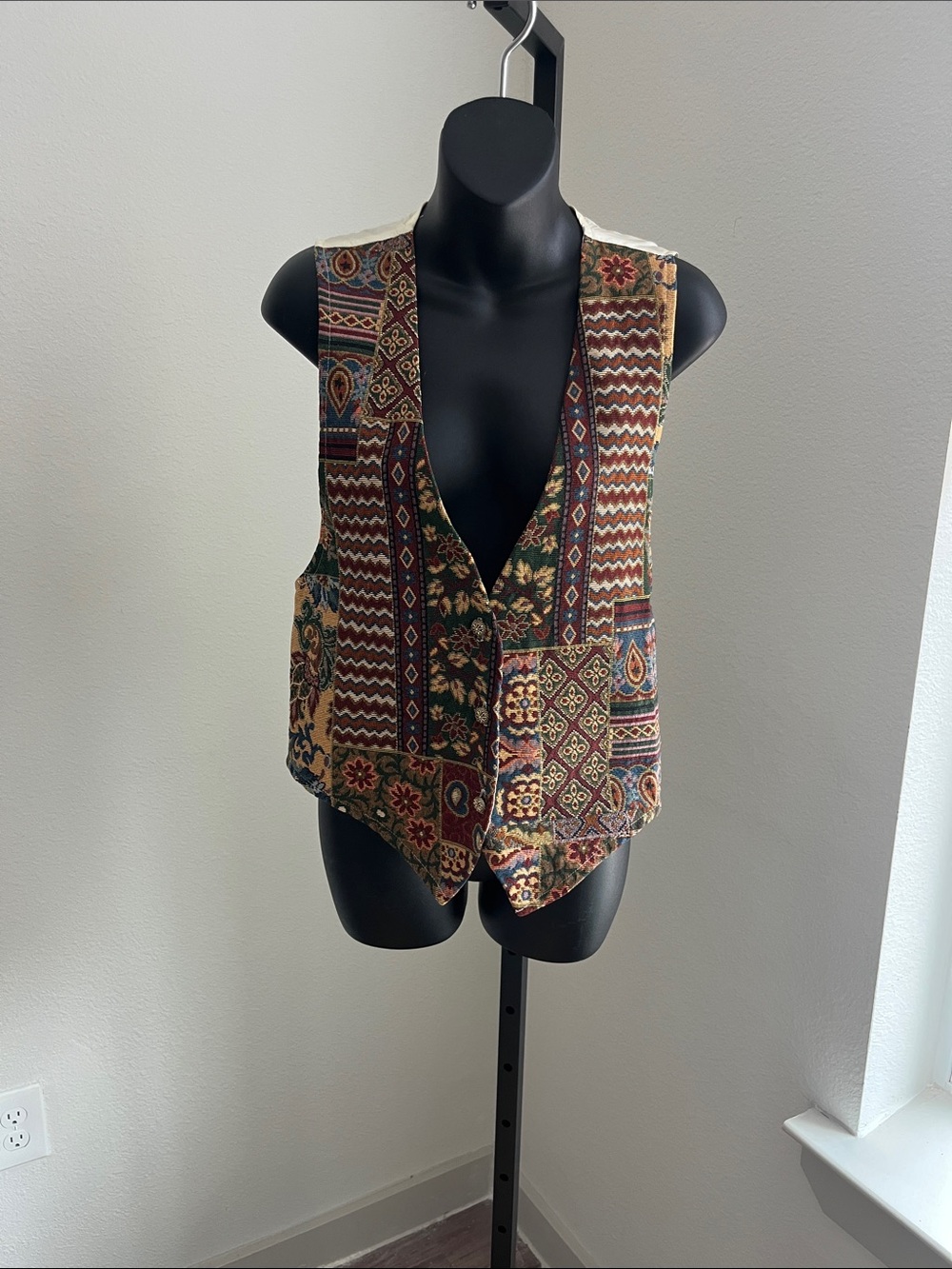 Vintage Backroads Blues Bohemian Patchwork Vest. Preloved
